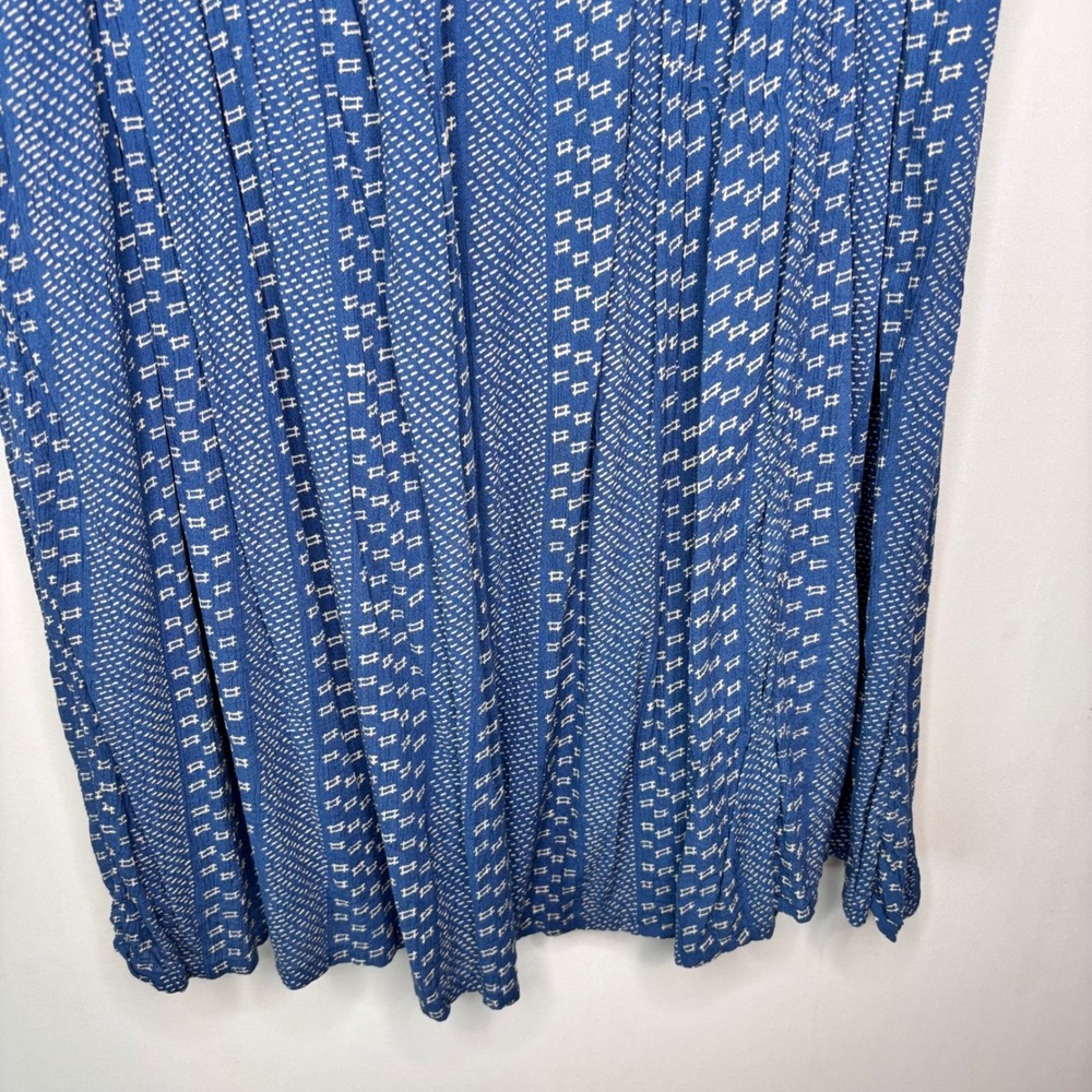 Vintage Orvis Boho Midi Skirt Womens XL Blue White Print Drawstring Waist - Picture 4 of 9